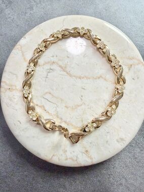 Vintage XO Gold Tone Bracelet Crystal Stacking Y2K